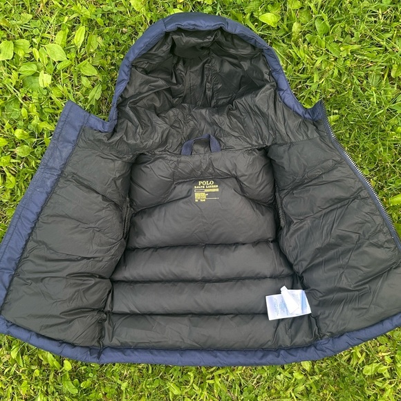 Polo Ralph Lauren Navy Blue Hooded Puffer Coat Infant Boys 9 Months - Picture 4 of 7
